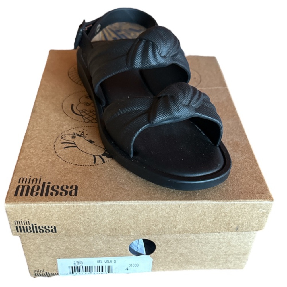 New Mini Melissa Velvet Black Sandals